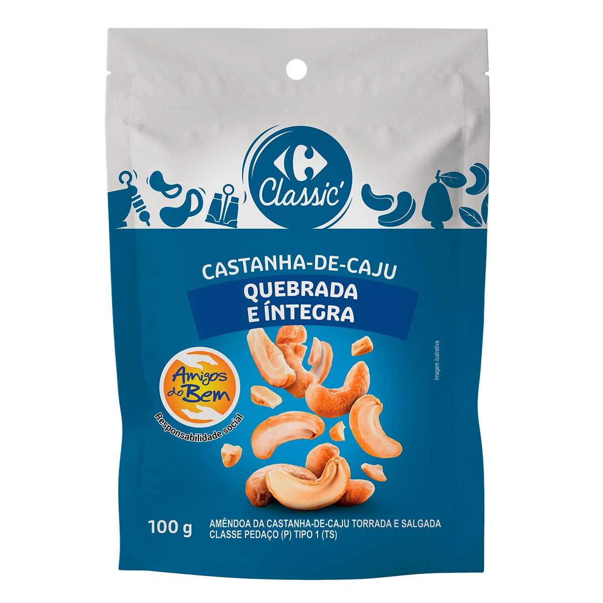 Castanha de Caju Quebrada e Íntegra Carrefour Classic 100g