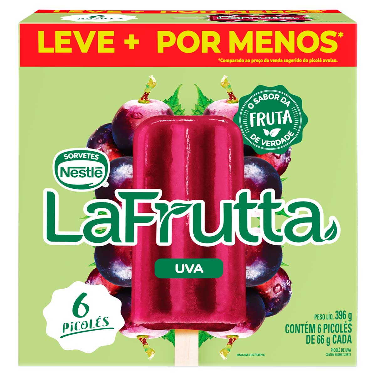 Pack Picolé Uva La Frutta 396g 6 Unidades Leve Mais Pague Menos