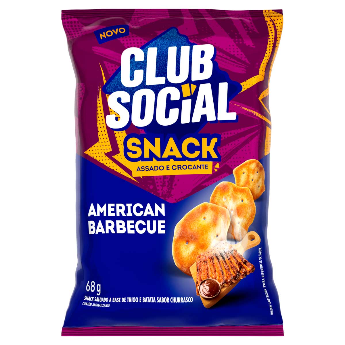 Snack Salgado à Base de Trigo e Batata Sabor American Barbecue Club Social 68g