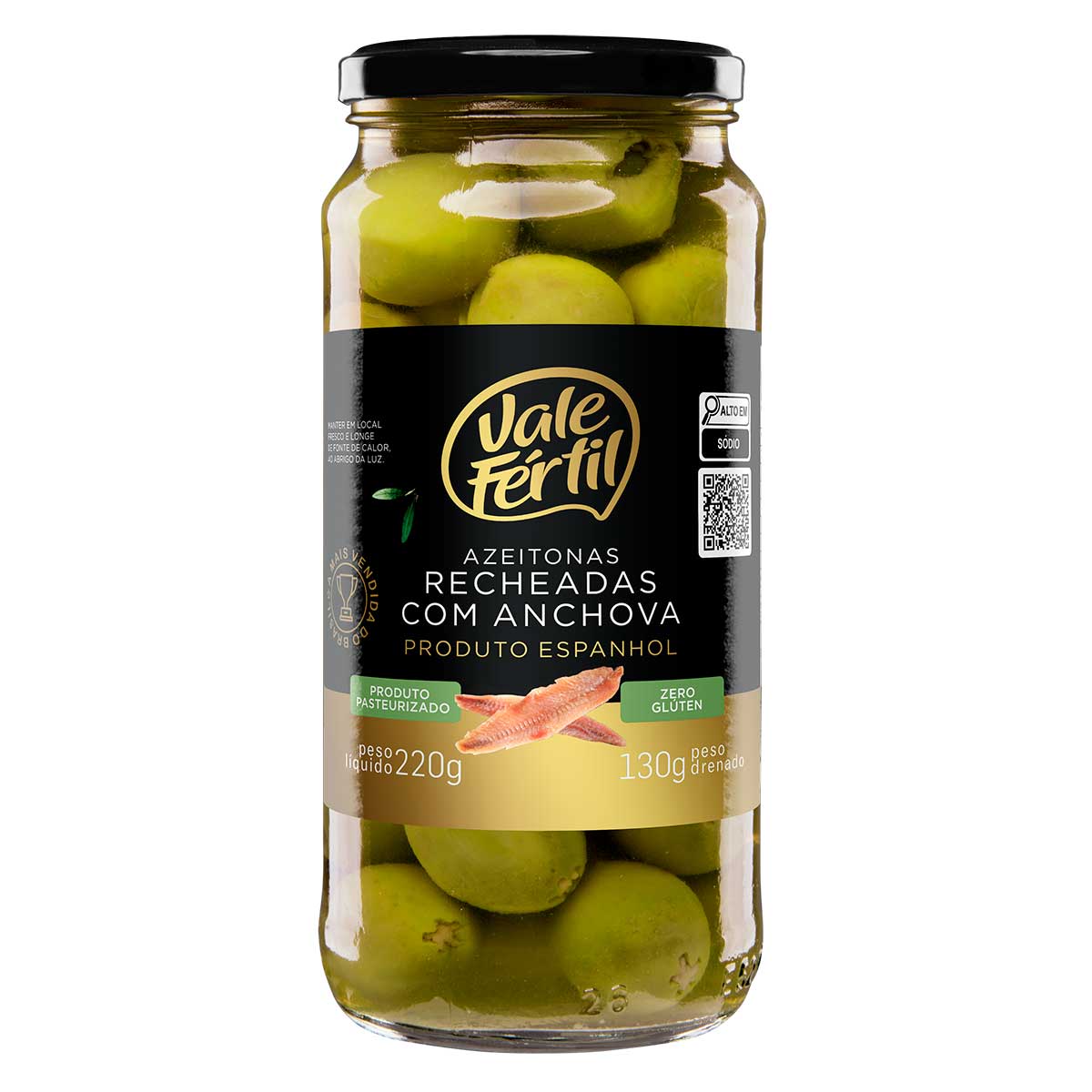 Azeitona Verde Recheada Especial com Anchova Vale Fértil 130g