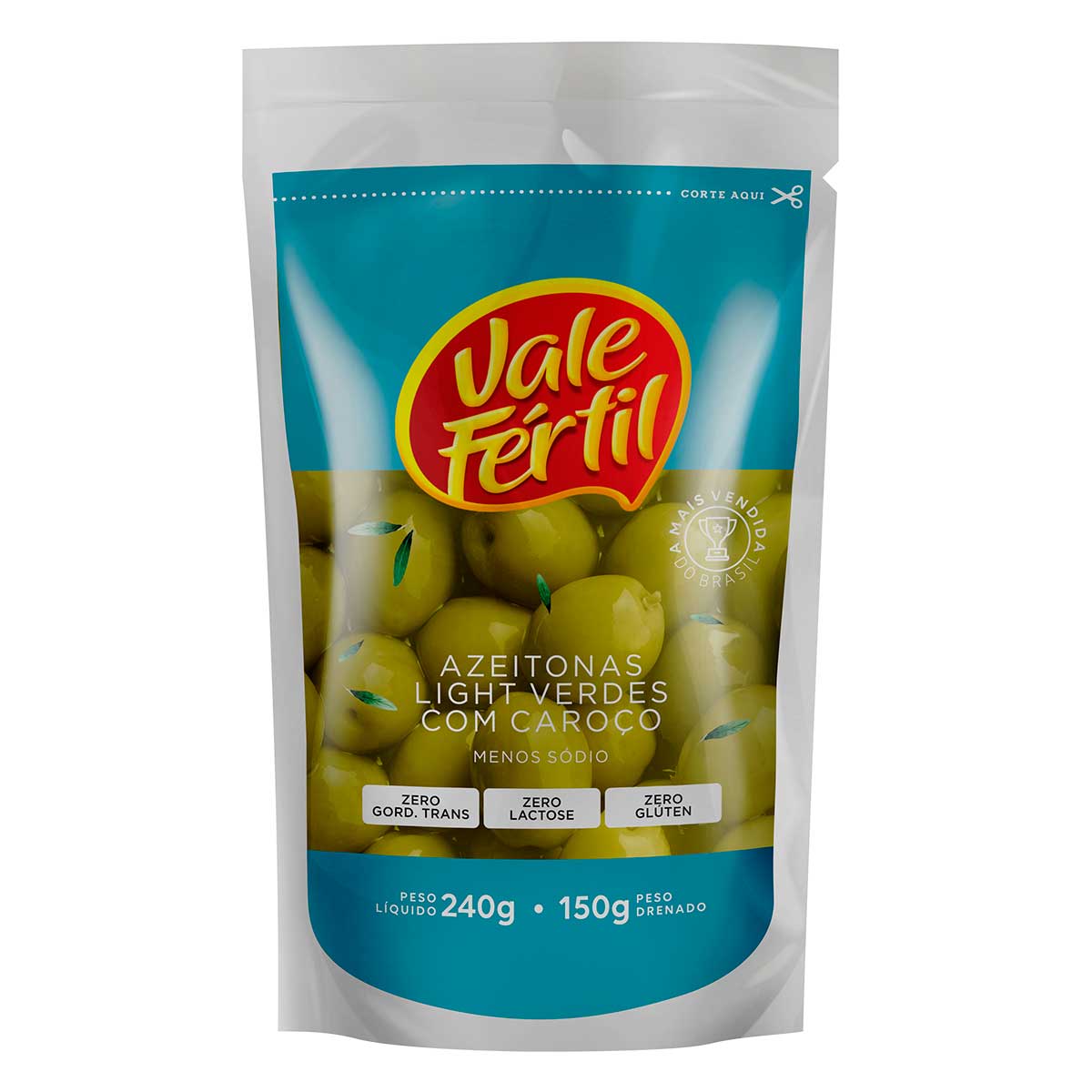 Azeitona Verde Com Caroço Light Vale Fértil 150g