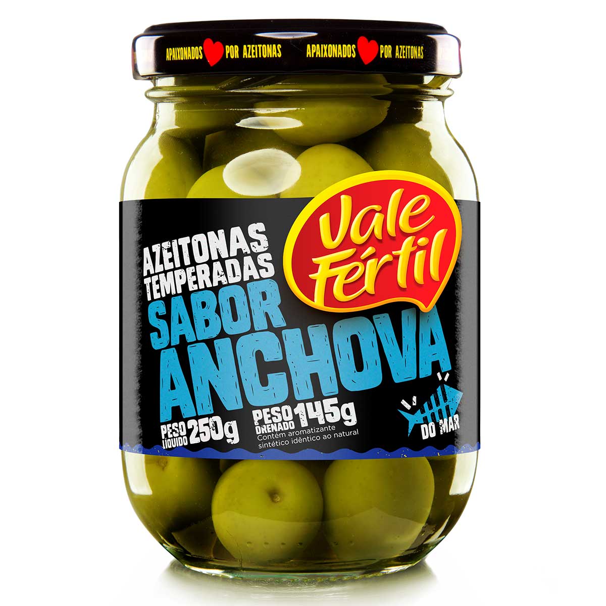 Azeitona Verde Temperada Sabor Anchova 145g