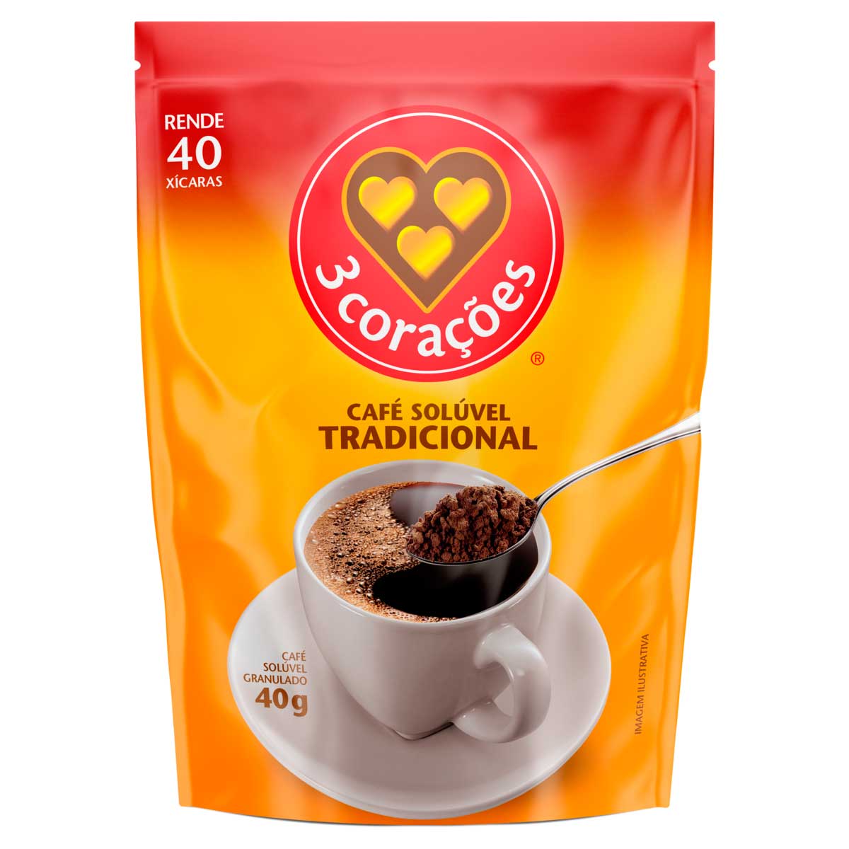 Café Solúvel Tradicional 3 Corações 40g