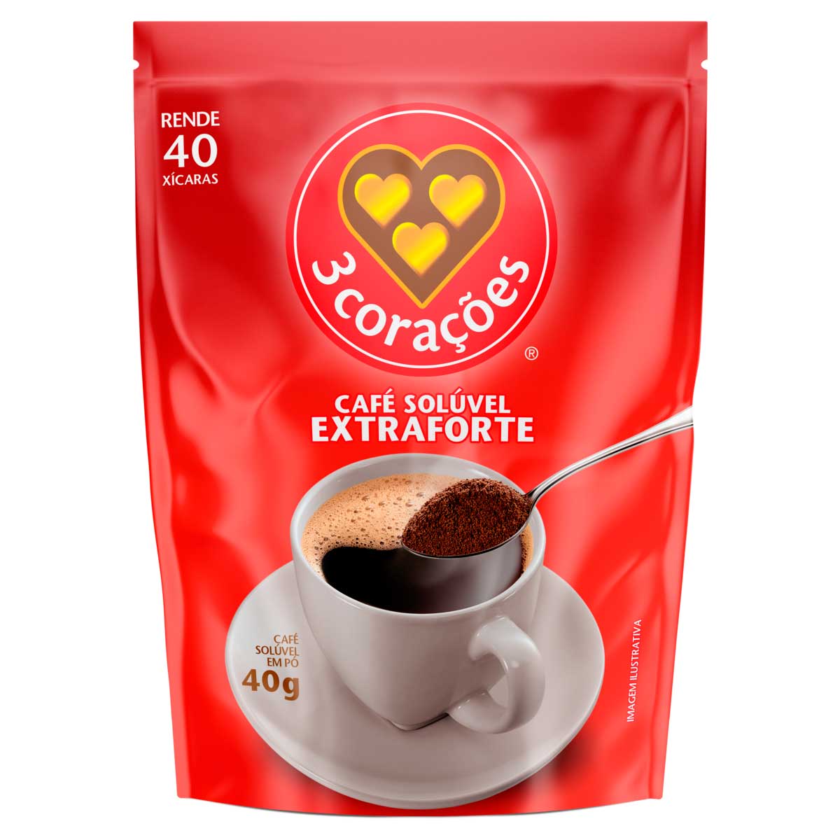 Café Solúvel em Pó Extraforte 3 Corações 40g