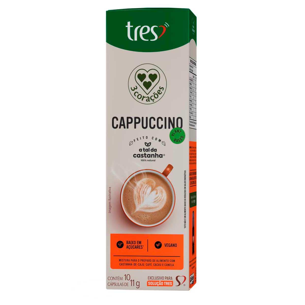 Cappuccino Vegano com Castanha-de-Caju, Café, Cacau e Canela 3 Corações  10 Cápsulas