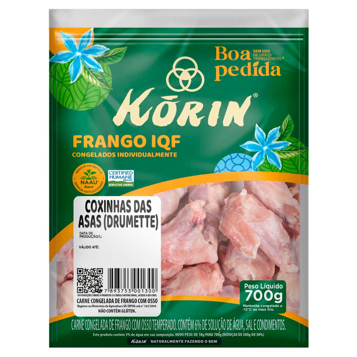 Coxinha da Asa Orgânica Congelada Korin 700g