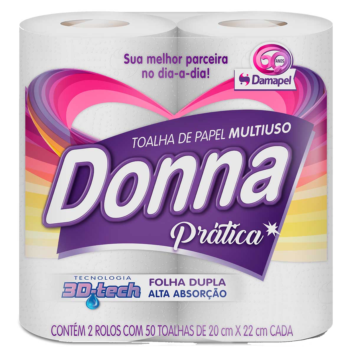 Papel Toalha Folha Dupla Donna 50 Folhas 2 Unidades