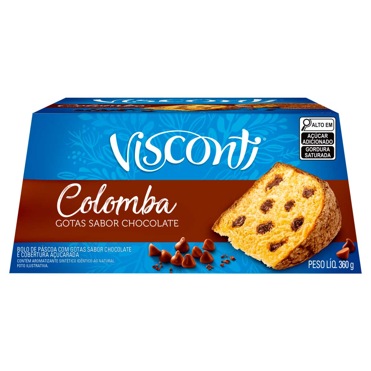 Bolo de Páscoa Gotas de Chocolate Cobertura Açucarada Visconti Colomba 360g