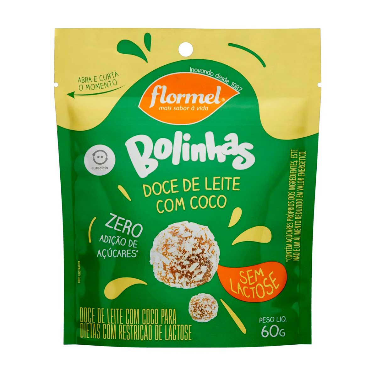 Doce de Leite com Coco Bolinhas Zero Lactose Flormel 60 g