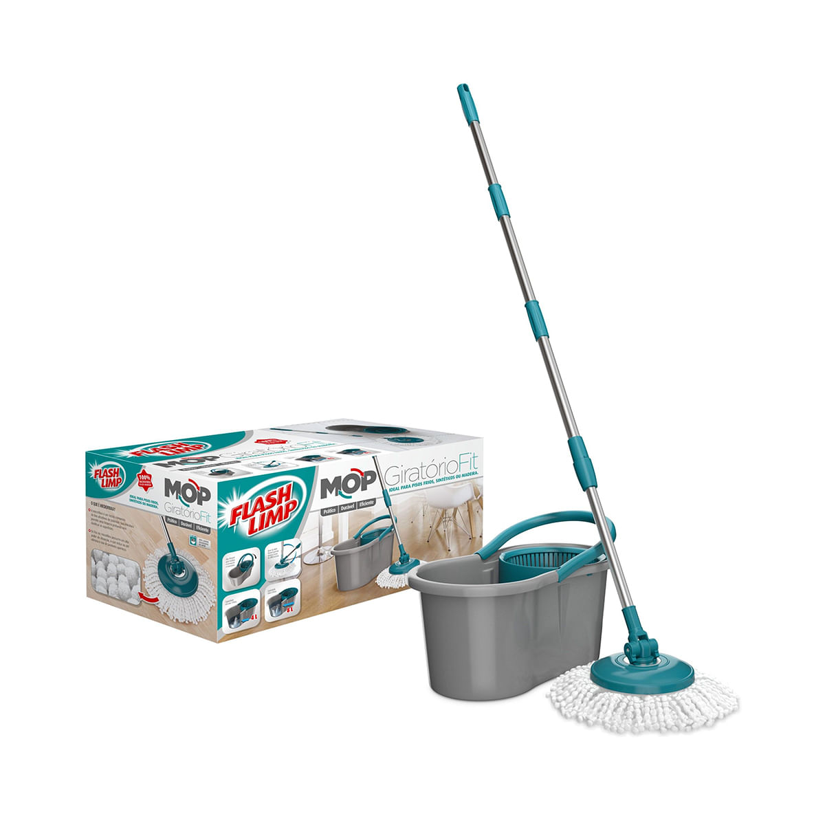 Esfregão Mop com Balde Flashlimp MOP5010