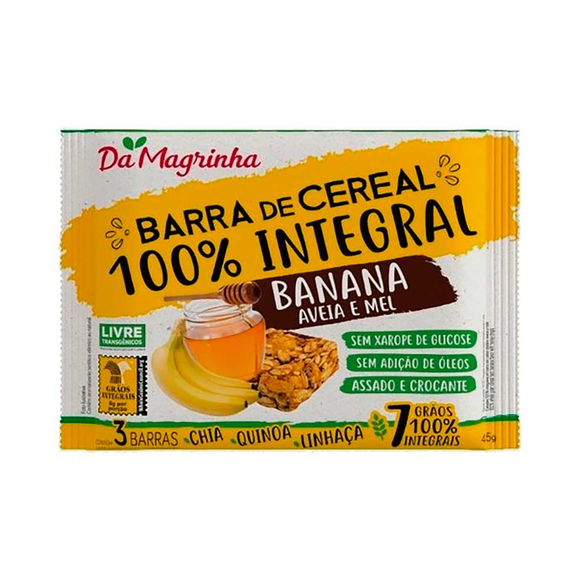 Barra de Cereal Banana, Aveia e Mel 7 Grãos Da Magrinha 3 Unidades 45 g