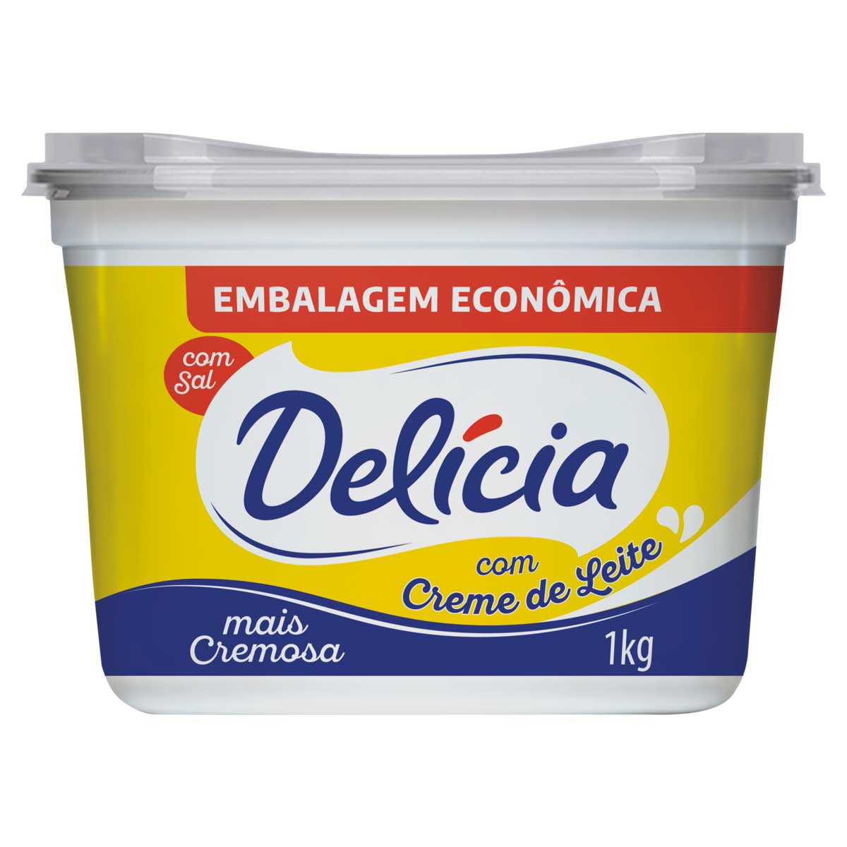 Margarina com Sal e Creme de Leite Delícia Pote 1kg Embalagem Econômica