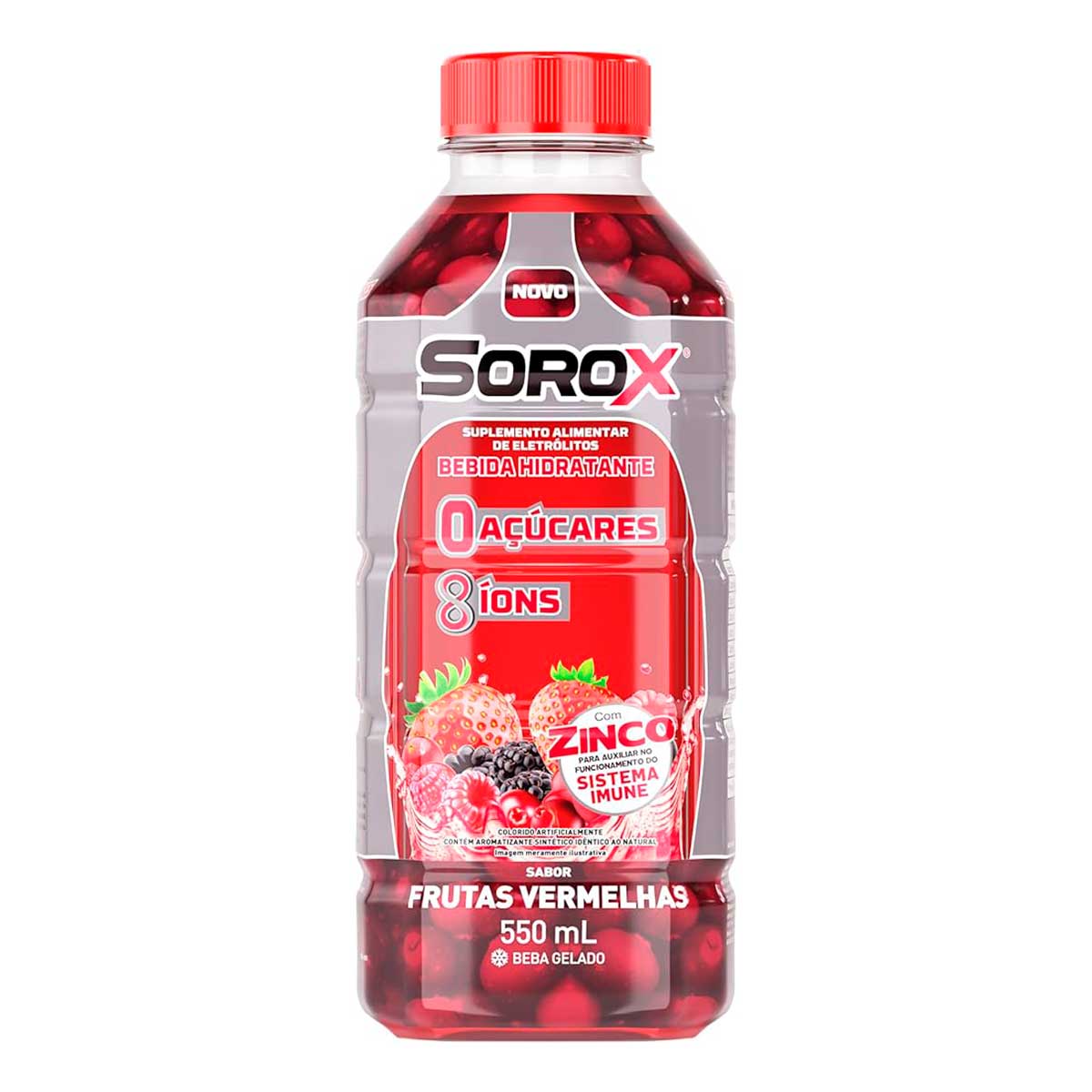 Bebida Hidratante Sorox  Frutas Vermelhas Zero Açúcar 550ml