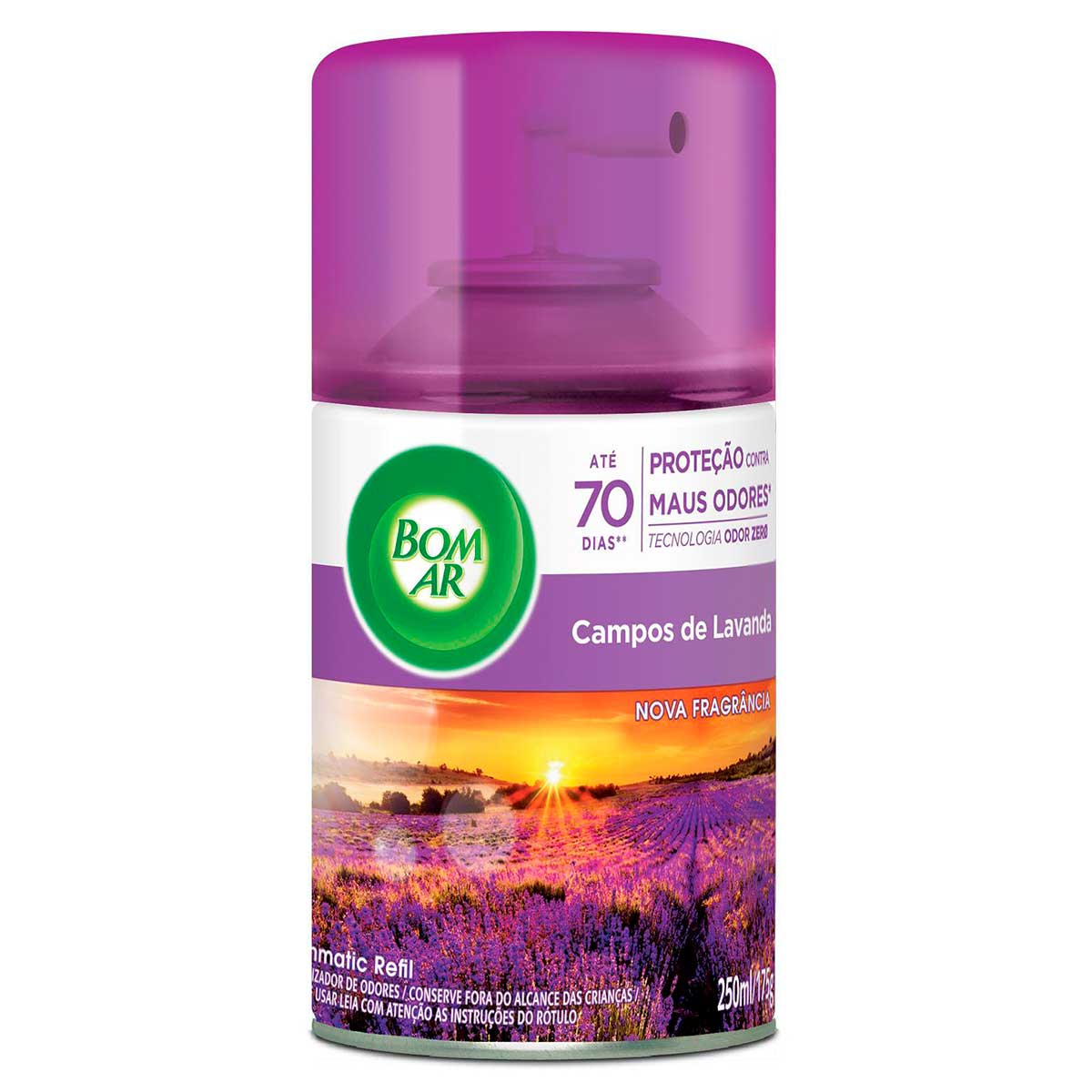 Aromatizador de Ambiente Bom Ar Automático Aerossol Freshmatic Campos de Lavanda Refil 250ml