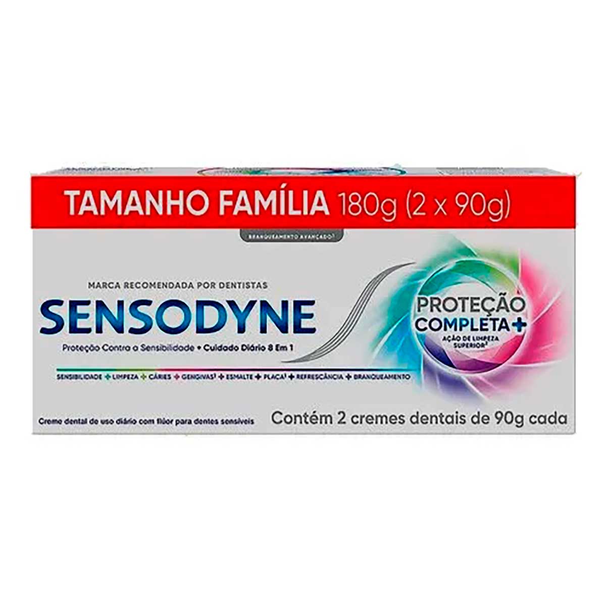 Kit Sensodyne Proteção Completa Mais Creme Dental para Dentes sensíveis 2 Unidades 90g