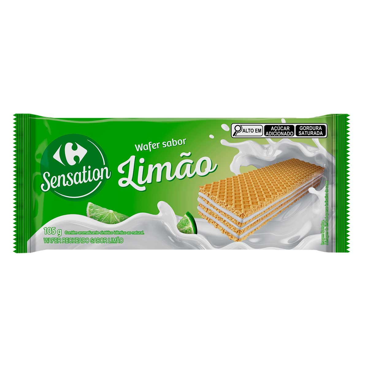 Wafer Sabor Limão Carrefour Sensation 105g