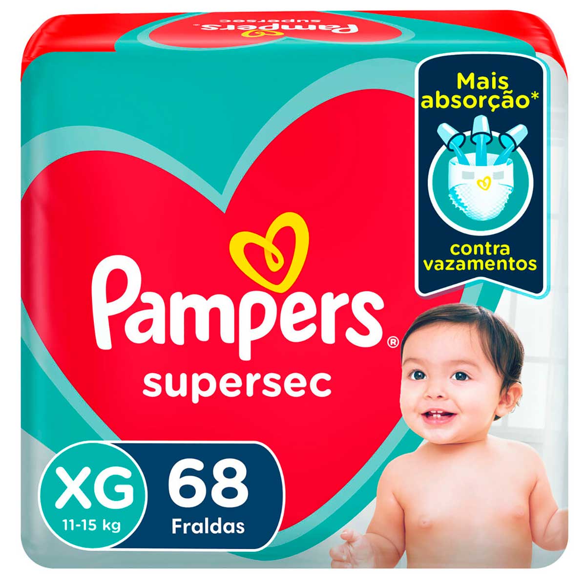 Fralda Pampers XG Supersec Jumbo 68 Unidades