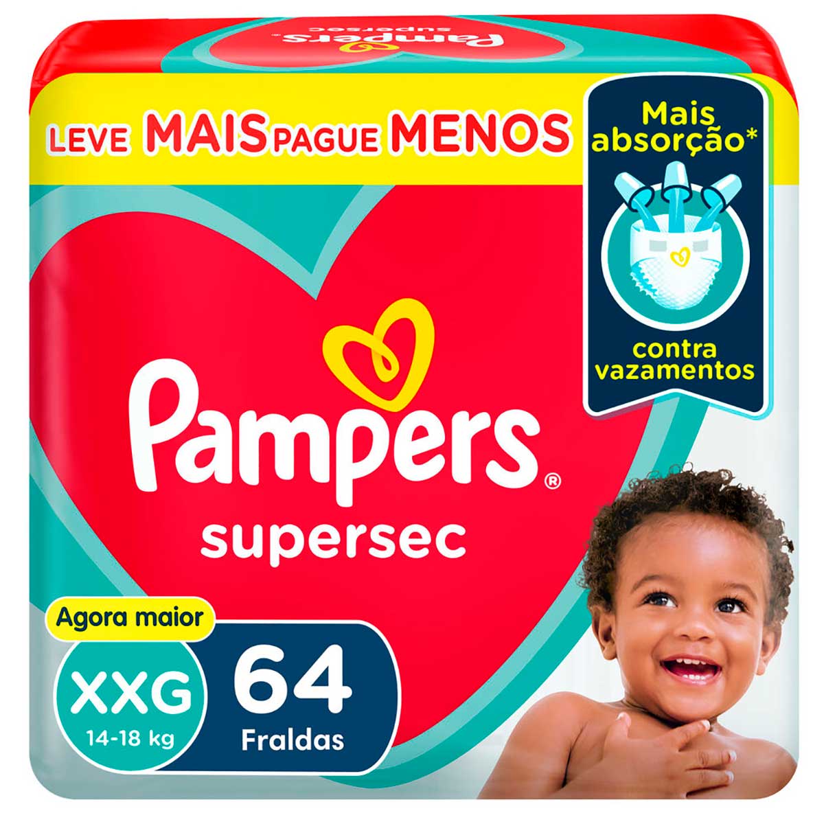 Fralda Pampers XXG Supersec Jumbo 64 Unidades