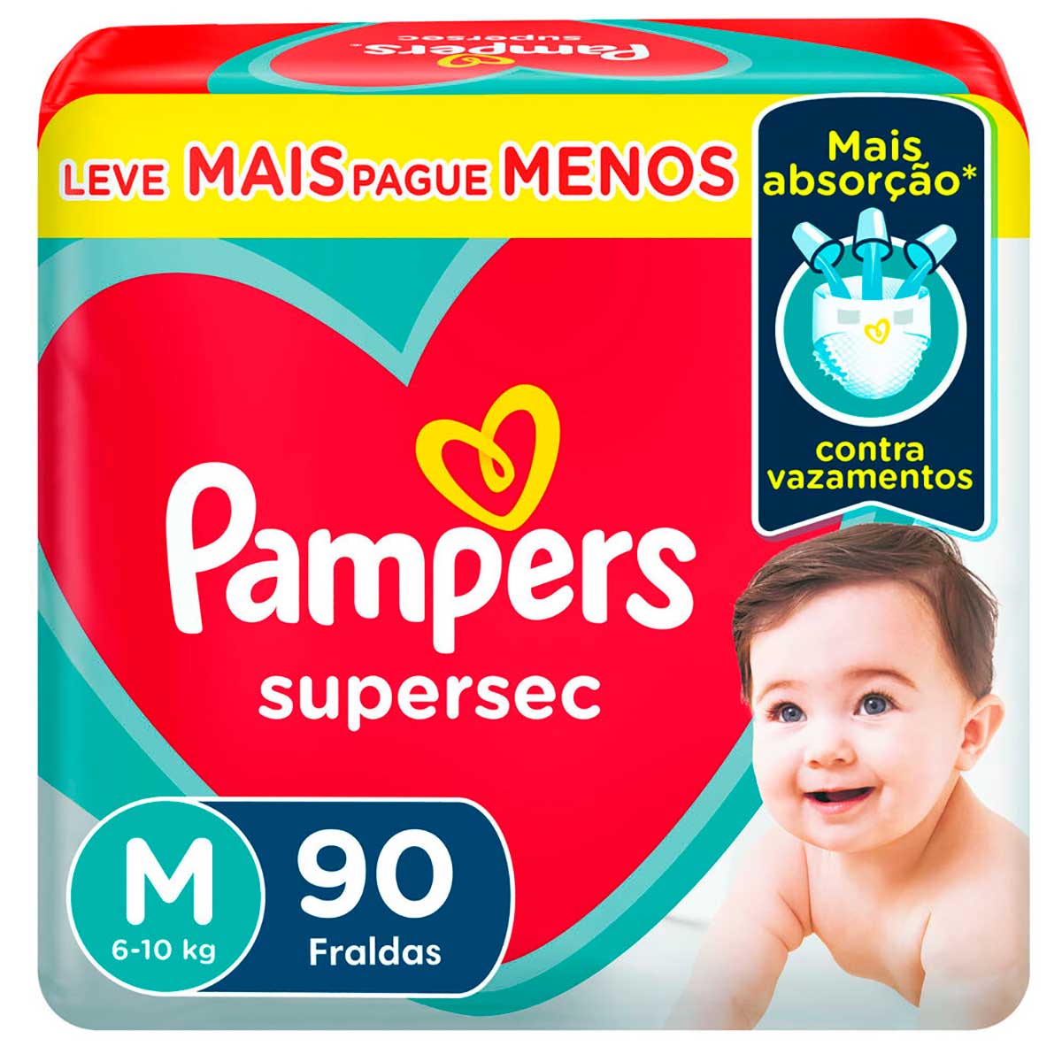 Fralda Pampers M Supersec Jumbo 90 Unidades