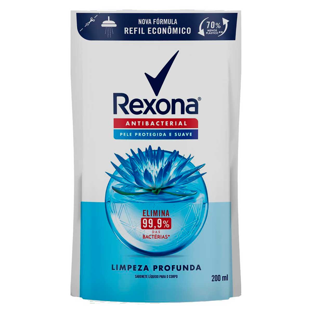 Sabonete Líquido Corporal Rexona Limpeza Profunda 200ml Refil Econômico