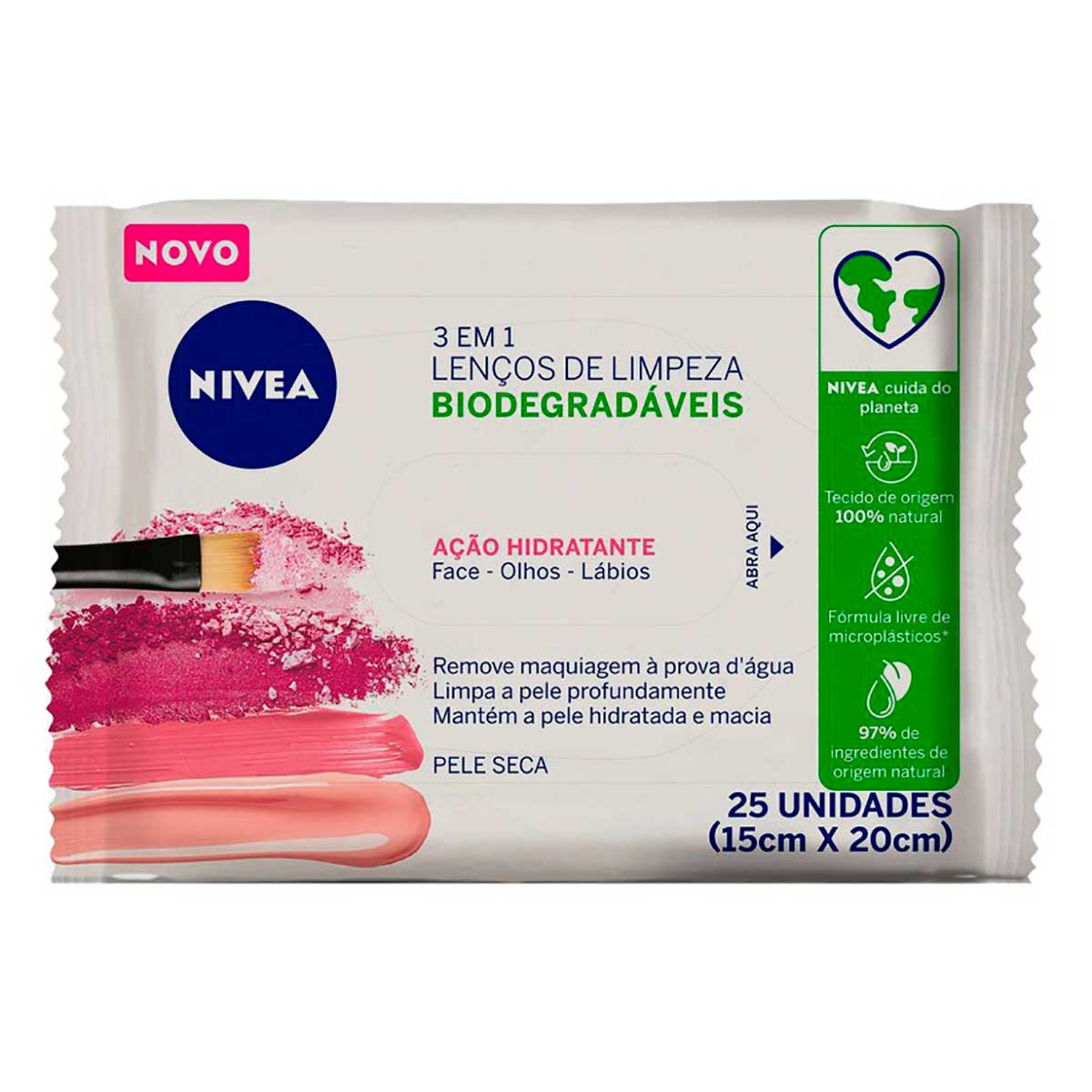 Lenços de Limpeza Facial Ação Hidratante 3 em 1NIVEA 25 Unidades