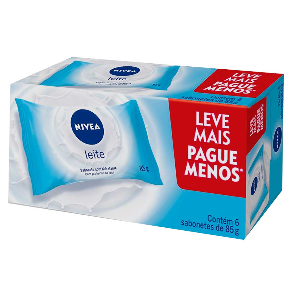 Sabonete em Barra Hidratante Leite NIVEA Promoção 6 Unidades 85g