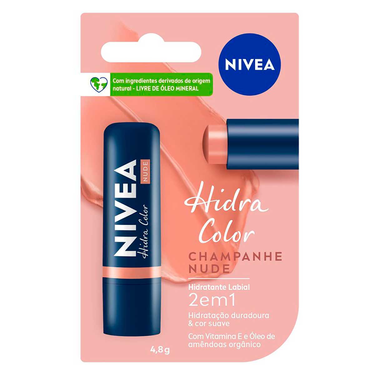 Hidratante Labial Hidra Color 2 em 1 Nude NIVEA 4,8g