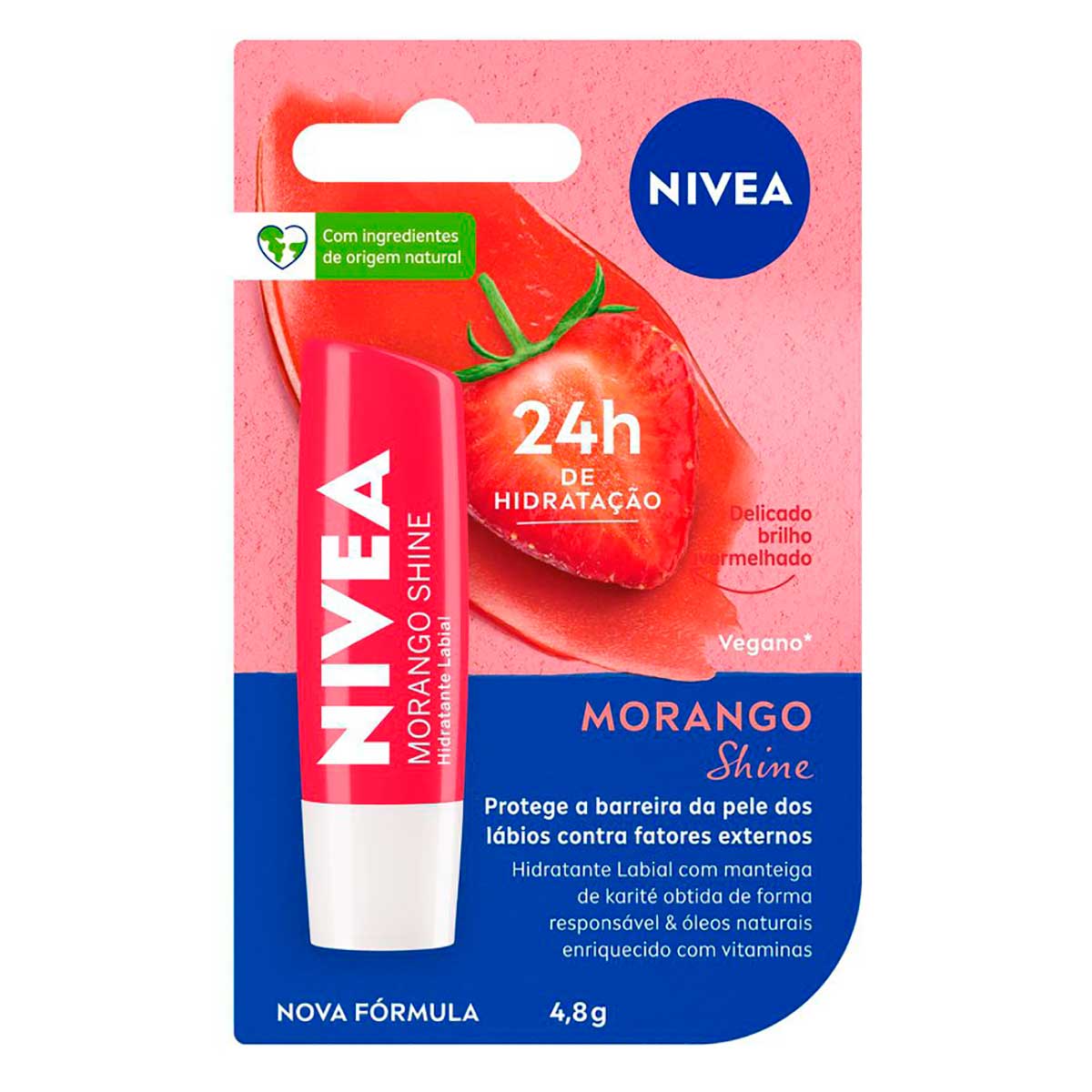 Hidratante Labial Morango Shine NIVEA 4,8 g