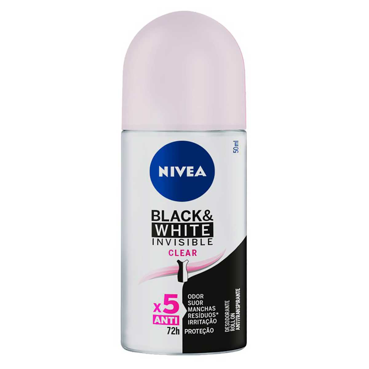 Desodorante Antitranspirante Roll On NIVEA Invisible Black & White Clear 50ml