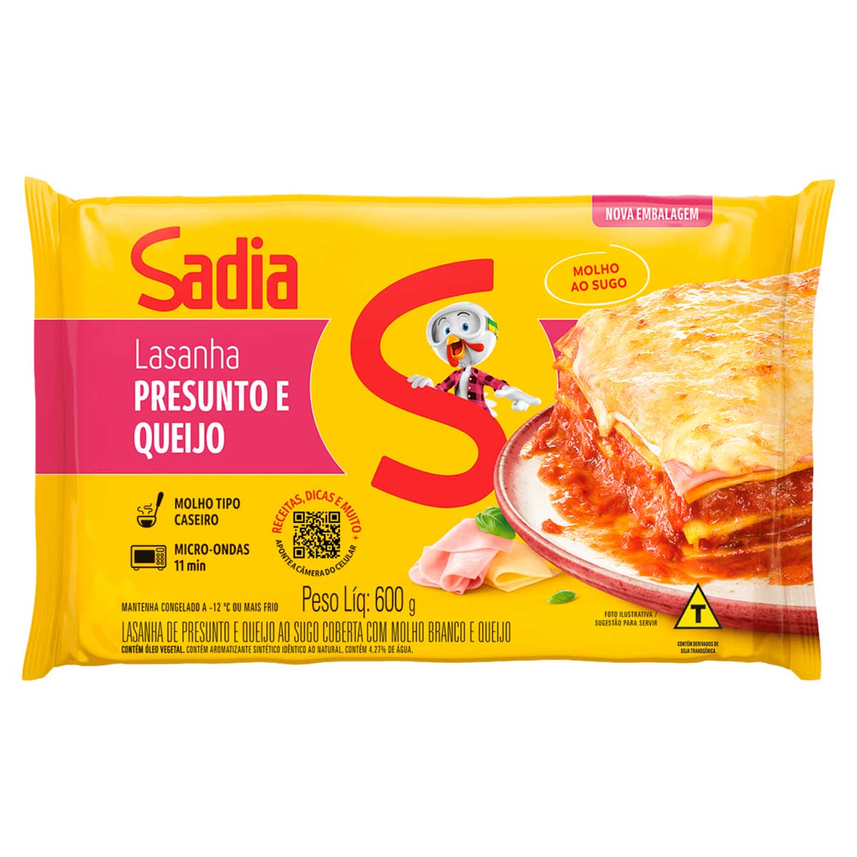 Lasanha de Presunto e Queijo ao Sugo Sadia 600g