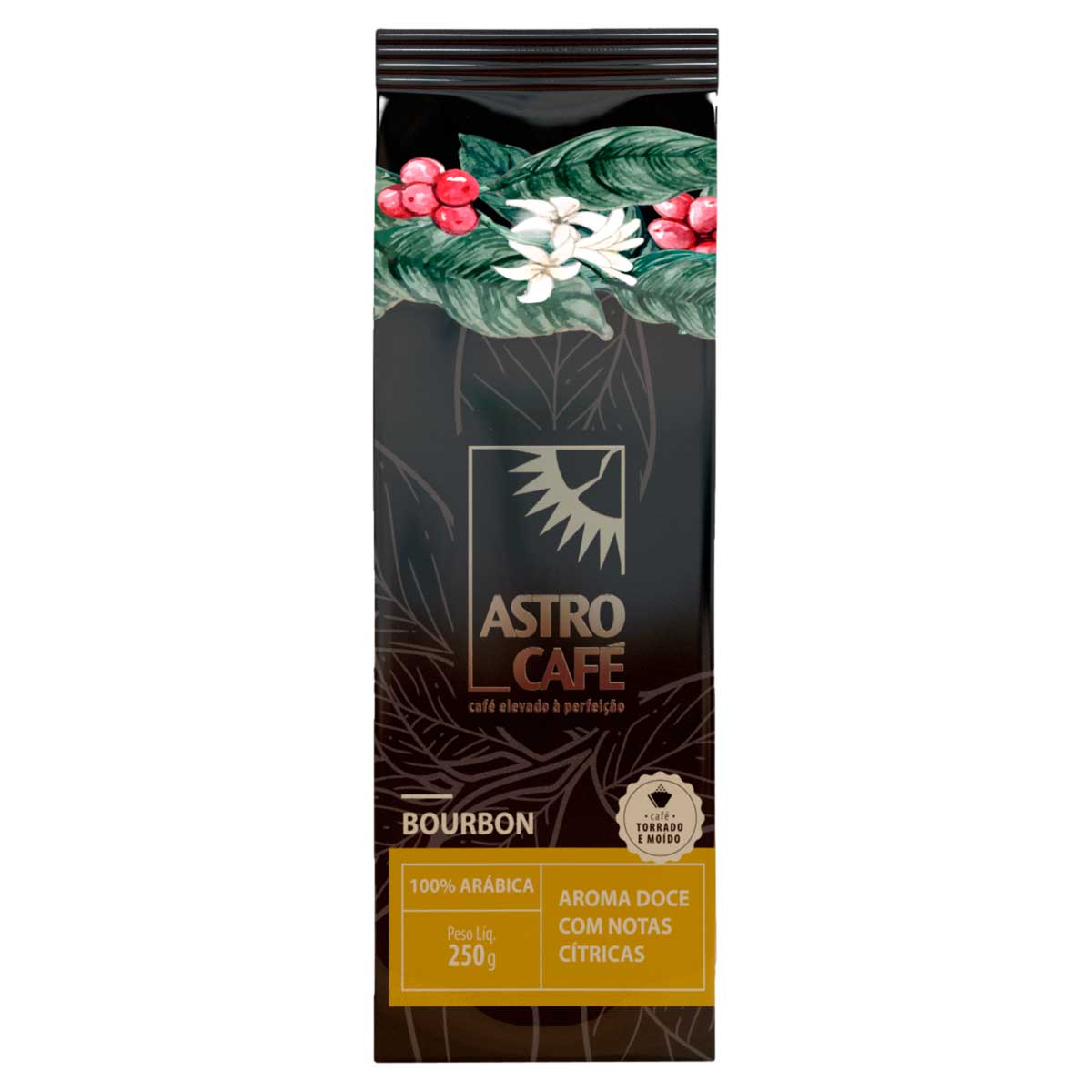 Café Torrado E Moído Bourbon 100% Arábica Astro Café Pacote 250g