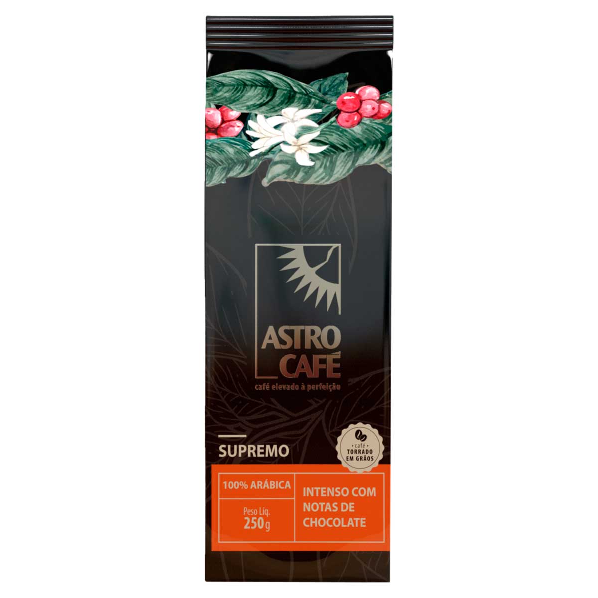 Café Torrado Em Grãos Supremo 100% Arábica Astro Café Pacote 250g