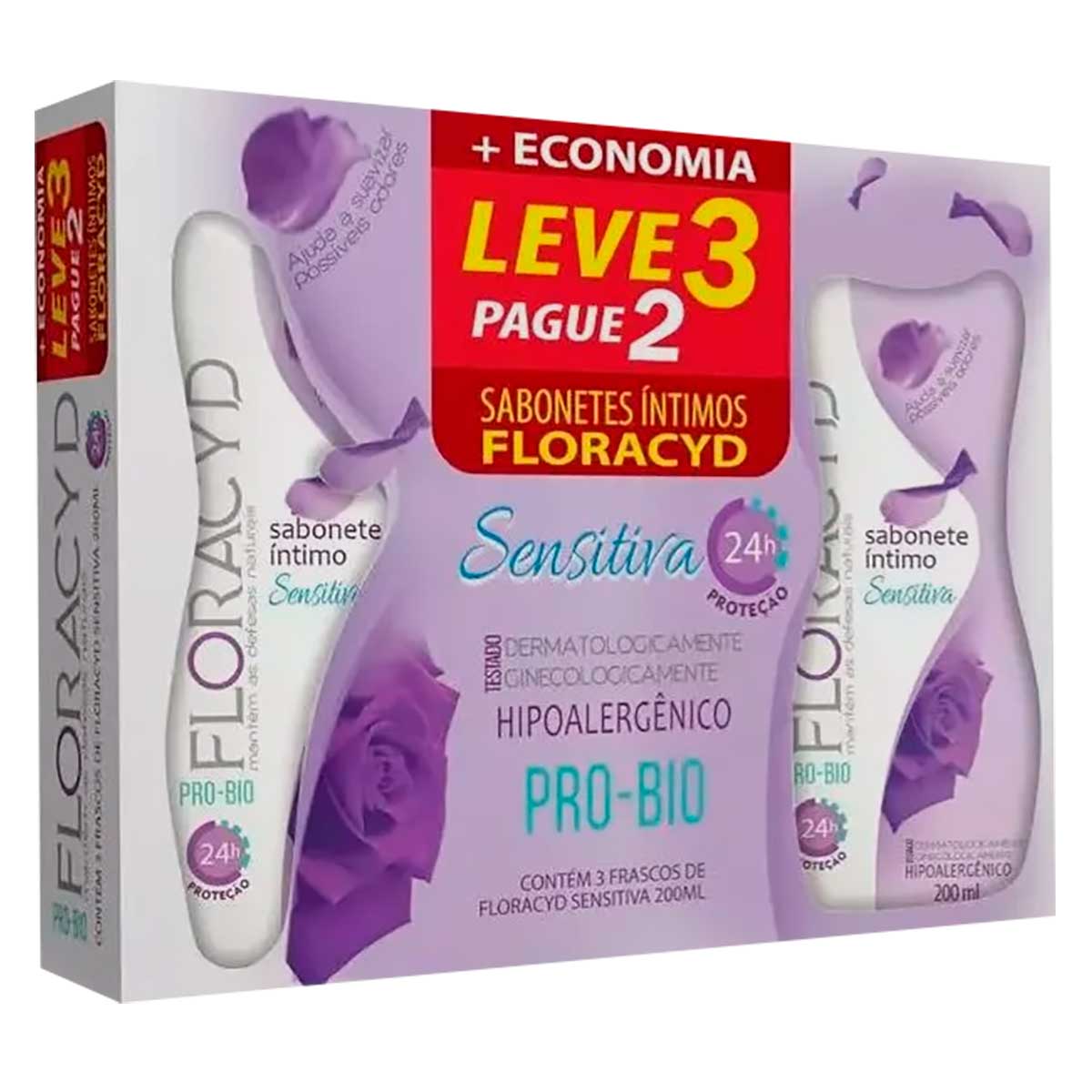 Kit Sabonete Líquido Íntimo Floracyd Sensitiva 3 Unidades