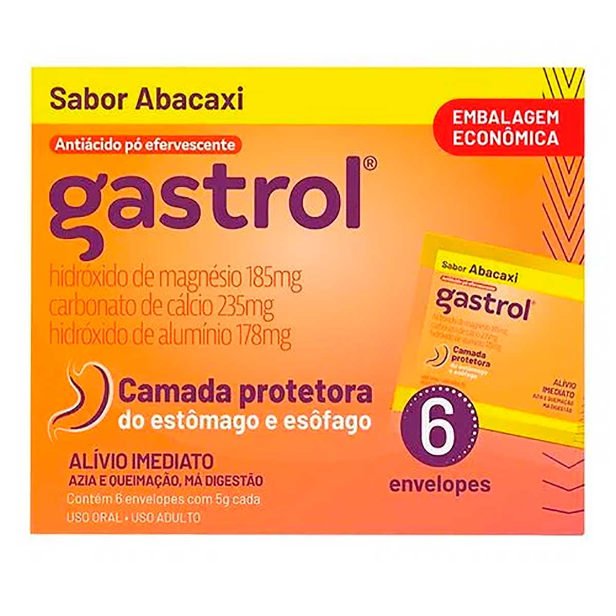 Gastrol Pó Efervescente Abacaxi 6 unidades