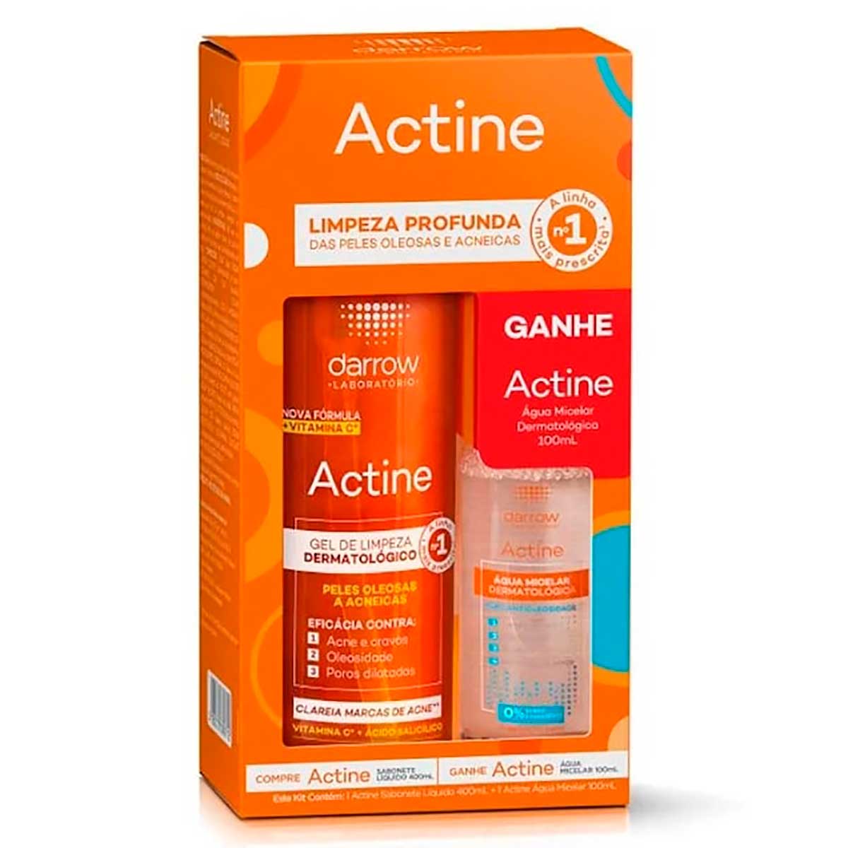 Kit Actine Gel de Limpeza 400ml + Água Micelar 100ml - Darrow