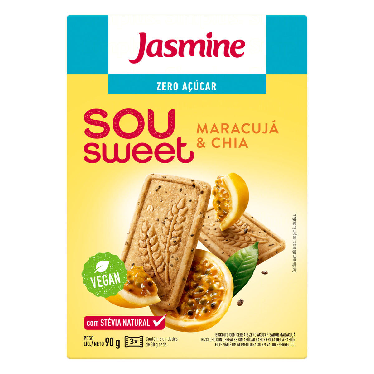 Biscoito de Maracujá e Chia Jasmine Sou Sweet 90g