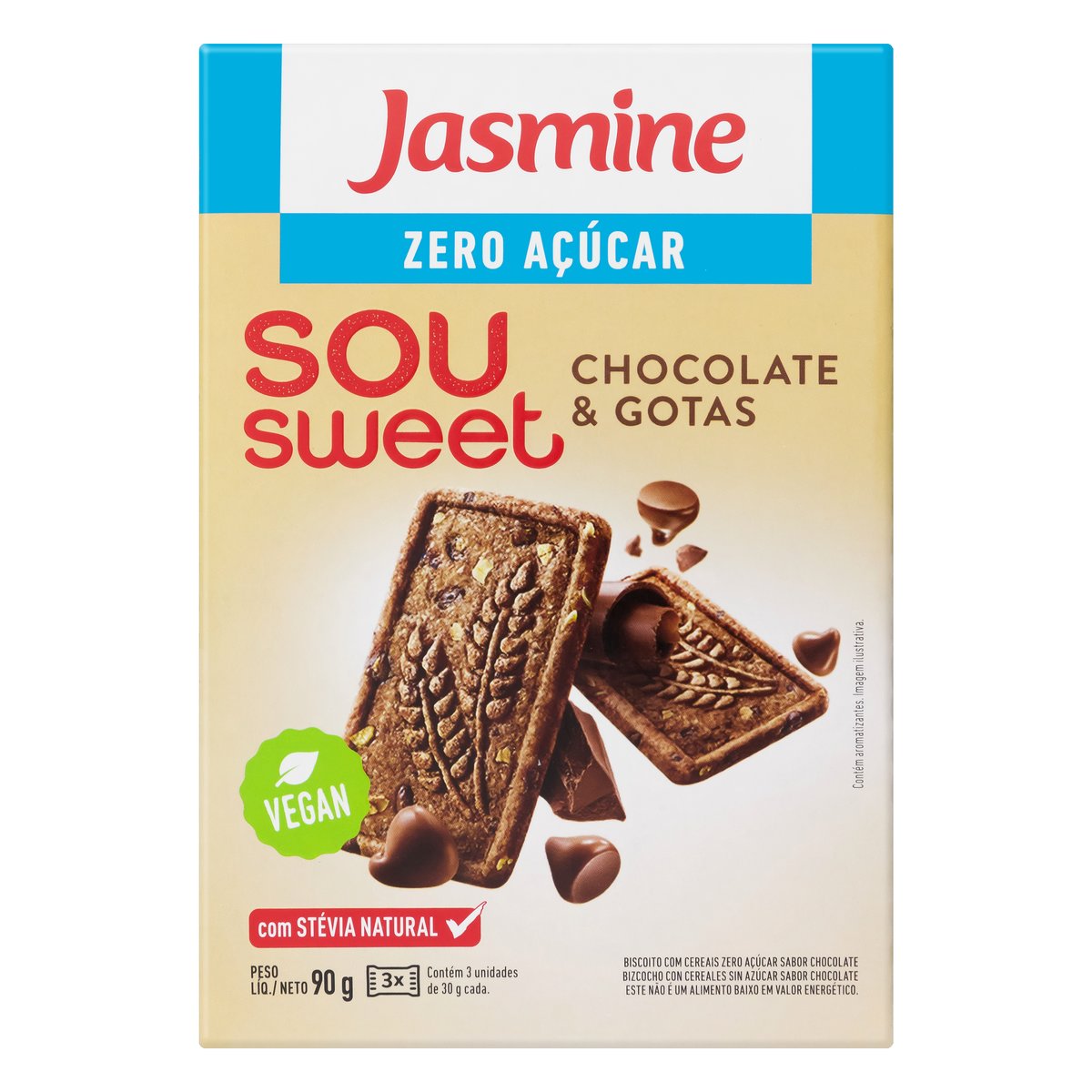 Biscoito de Chocolate Jasmine Sou Sweet 90g