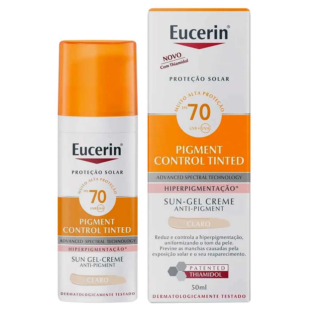 Protetor Solar Facial Eucerin Sun Pigment Control Tinted Claro FPS 70 50ml