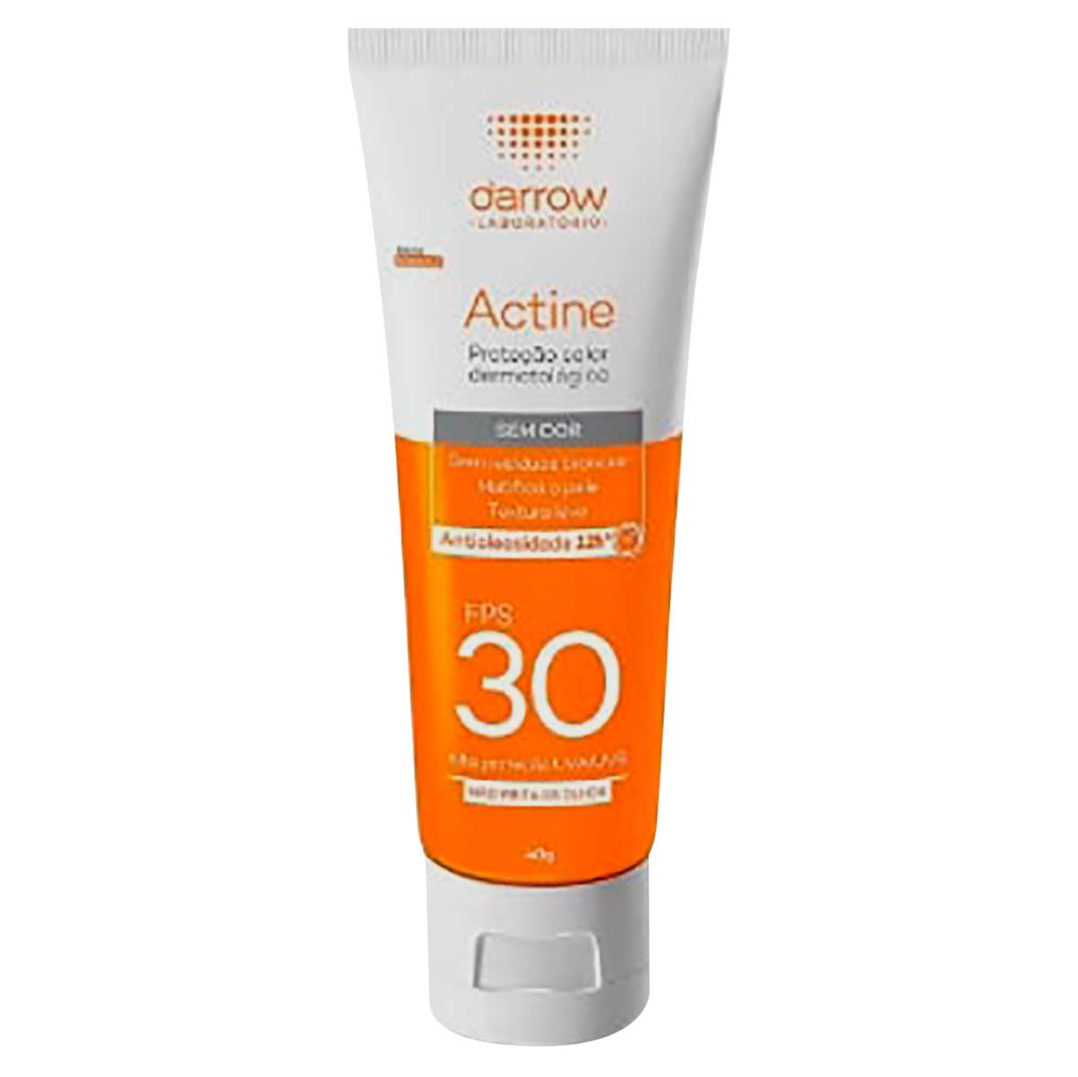 Protetor Solar Facial Actine Sem Cor FPS 30 com 40g