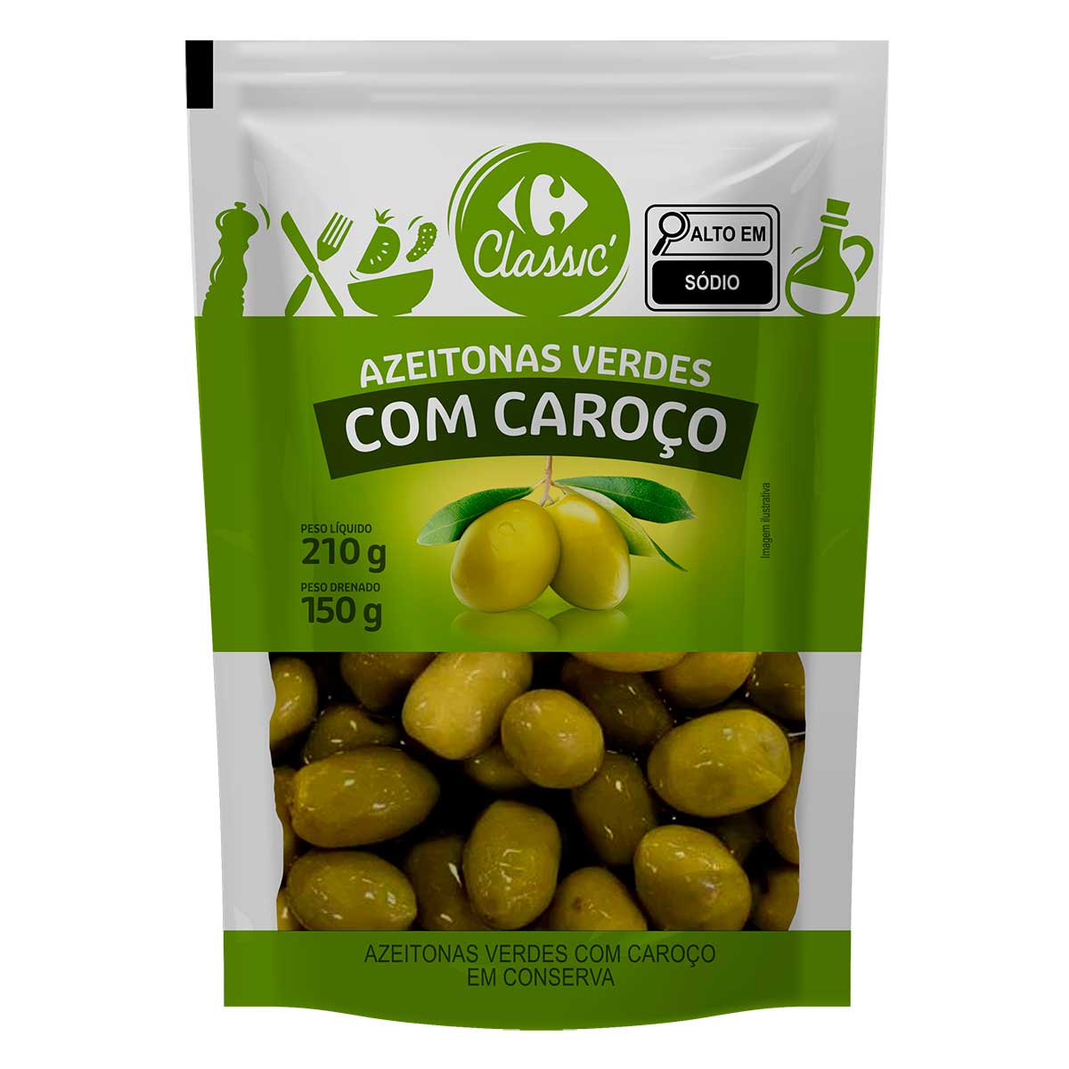 Azeitona Verde com Caroço Carrefour 150 g