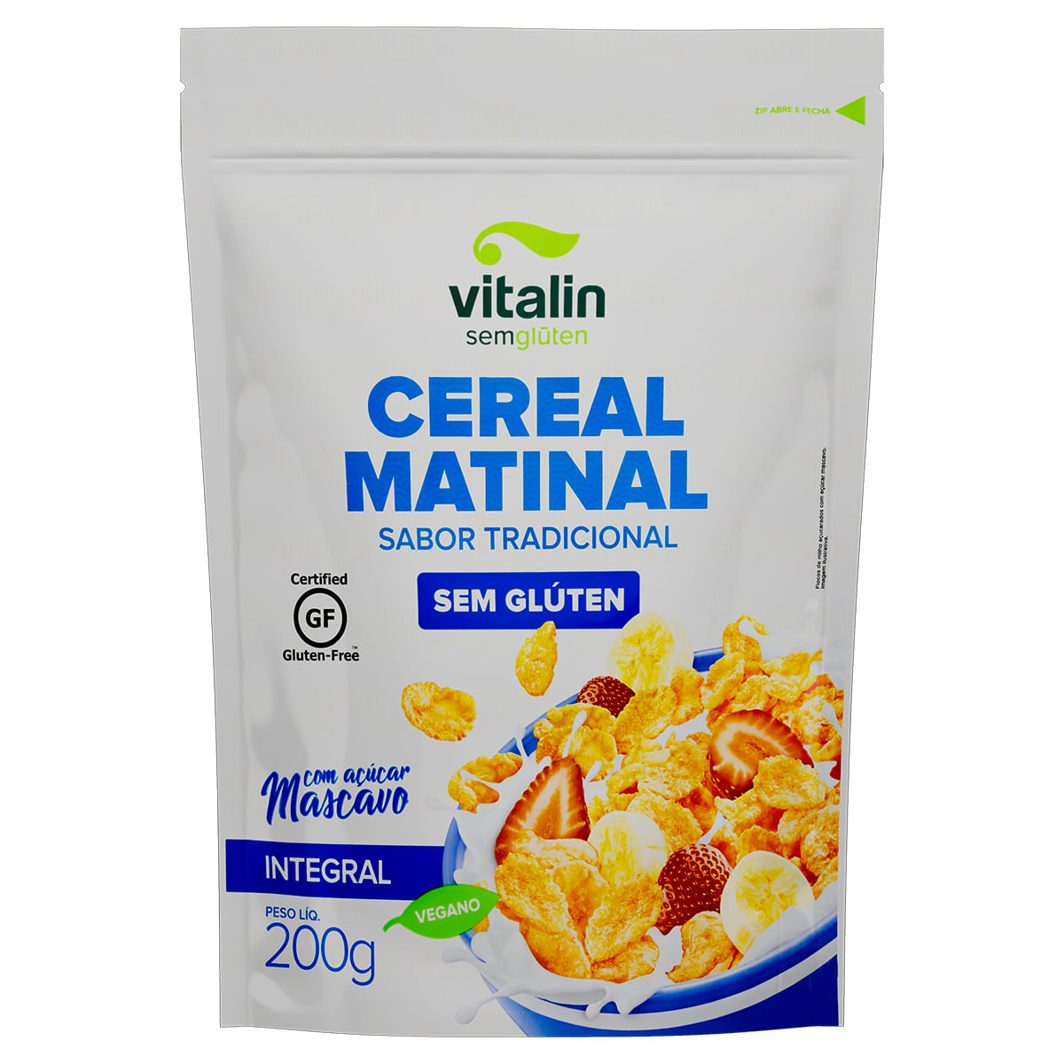 Cereal Matinal com Açúcar Mascavo Integral Tradicional sem Glúten Vitalin 200g