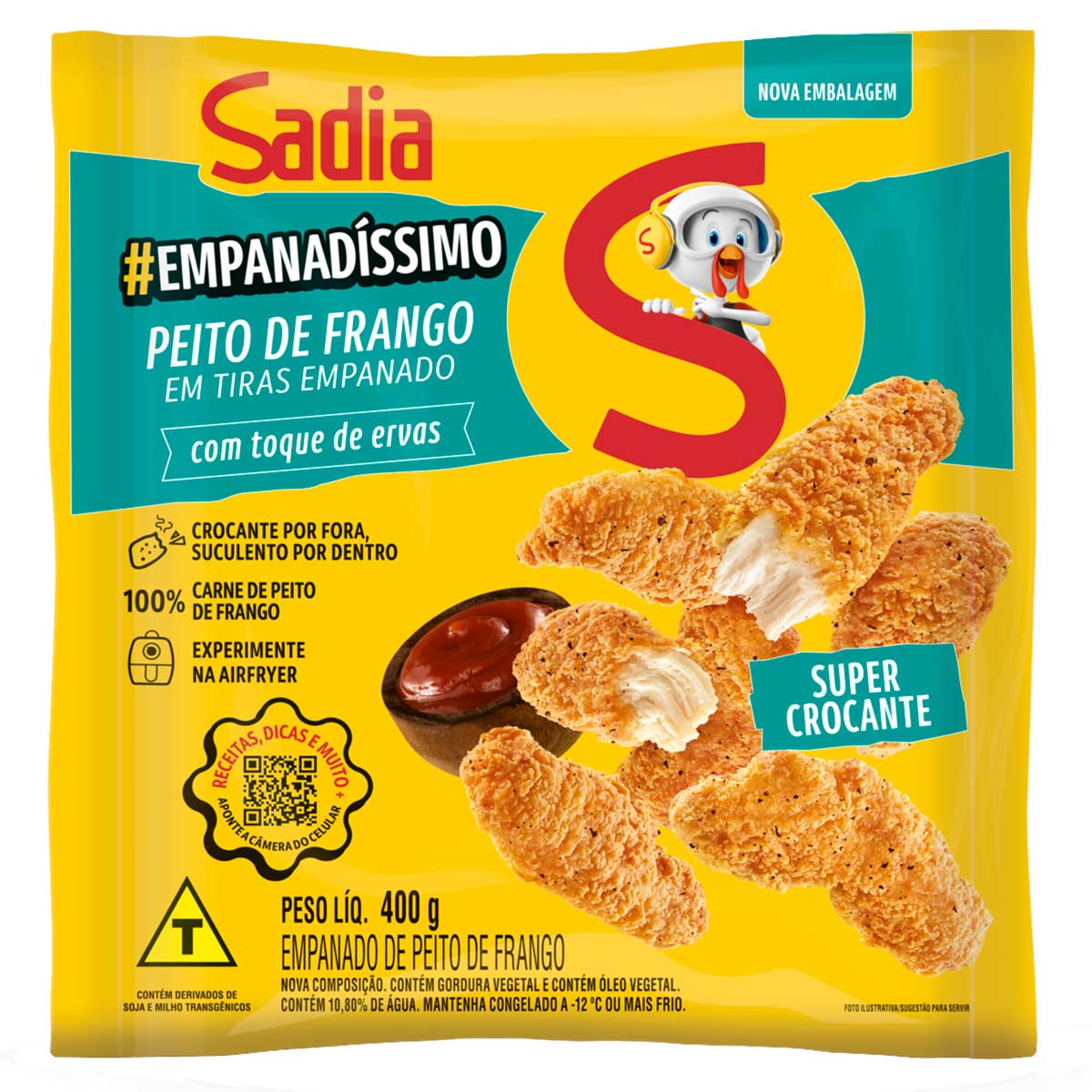 Empanadíssimo de Frango em Tiras Temperado Congelado Sadia Pacote 400g