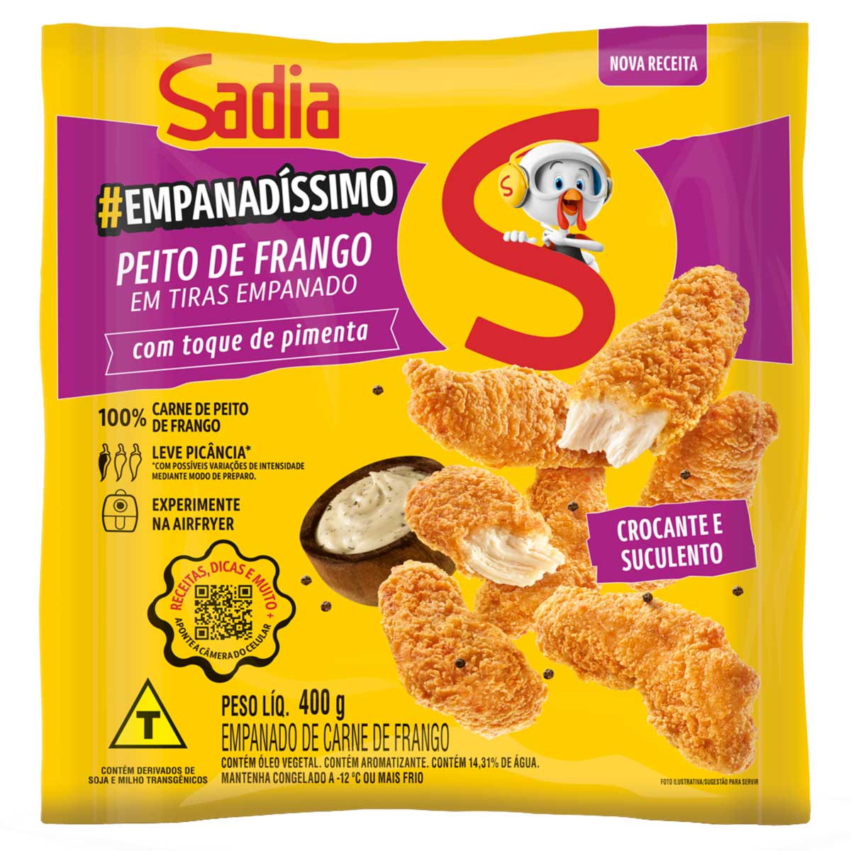 Empanadíssimo de Frango em Tiras de Frango Congelado Sadia Pacote 400g