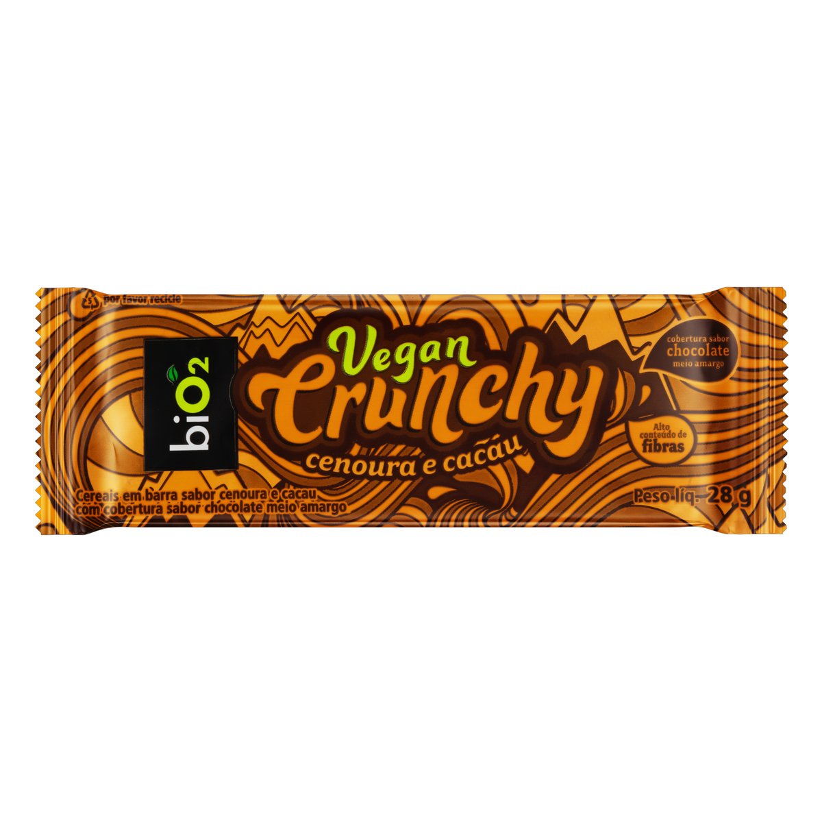 Barra de Cereal Sabor Cenoura e Cacau Bio2 Vegan Crunchy 28 g