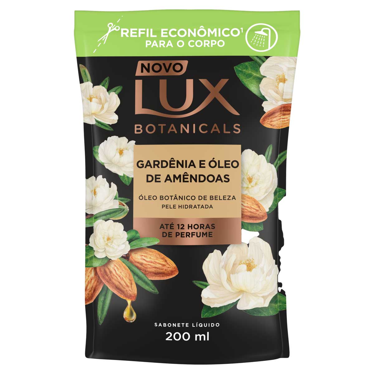 Sabonete Líquido Gardênia e Óleo de Amêndoas Lux Botanicals 200ml Refil Econômico