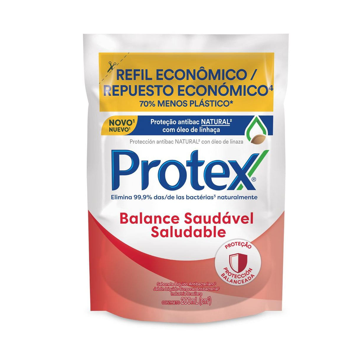 Refil para Sabonete Líquido Antibacteriano Para as Mãos Protex Balance 200 ml