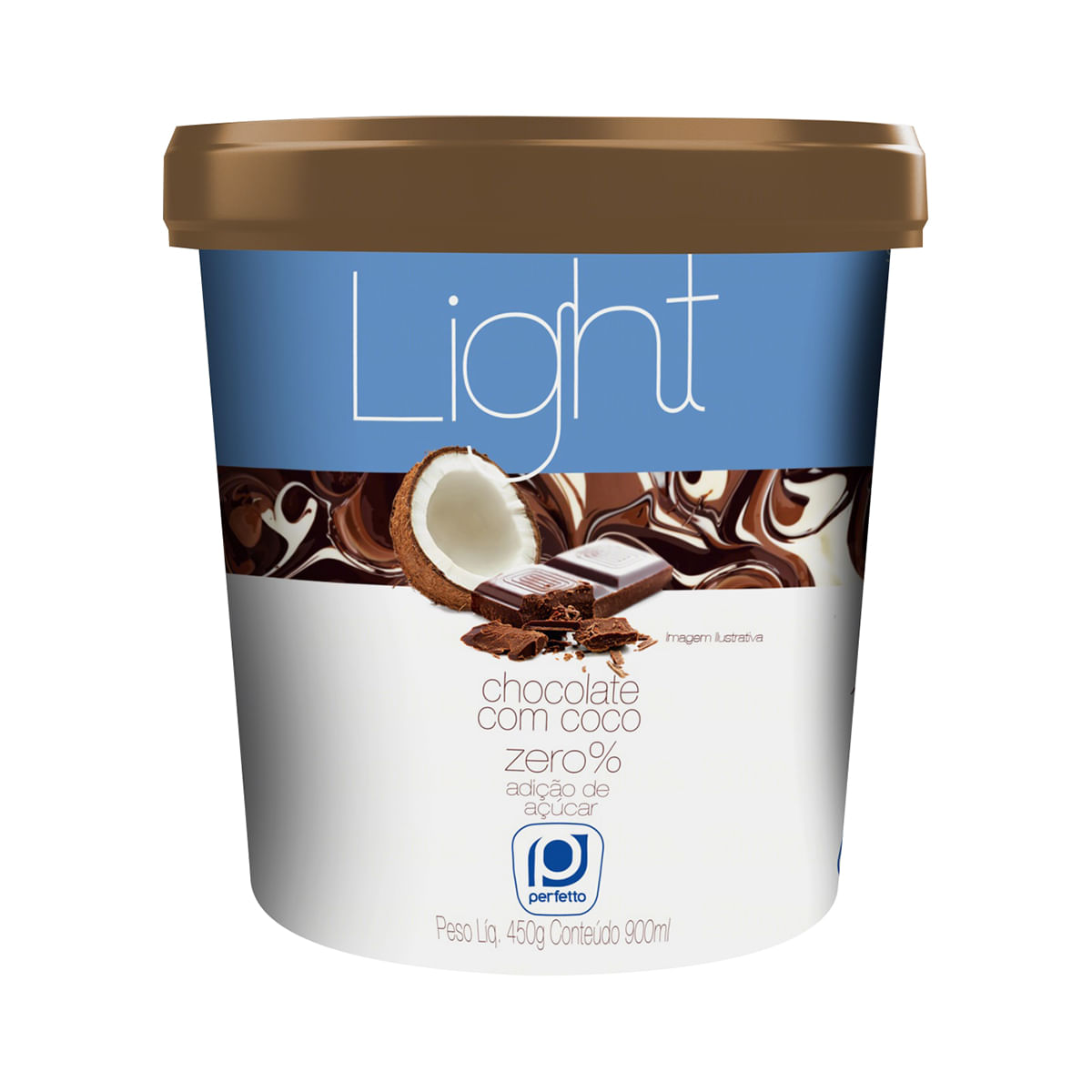 Sorvete de Chocolate com Coco Light Perfetto 900 ml