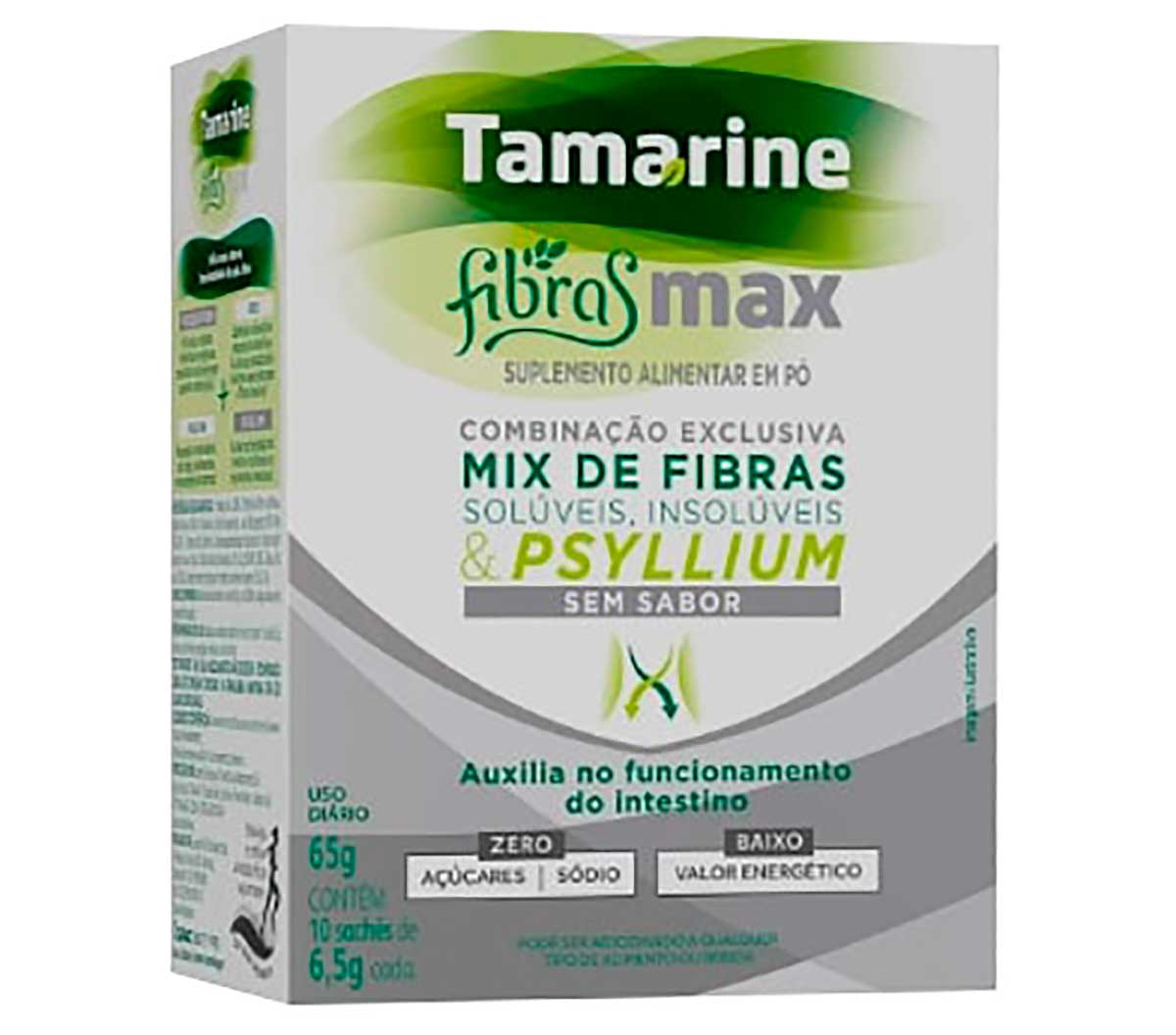 Tamarine Fibras Max em Pó Sem Sabor 10 sachês com 6,5g cada