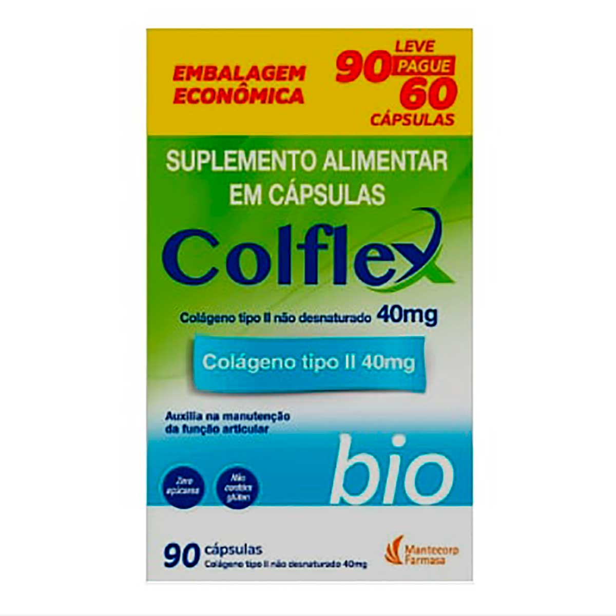 Colágeno Tipo II Colflex Bio 40mg 90 Cápsulas