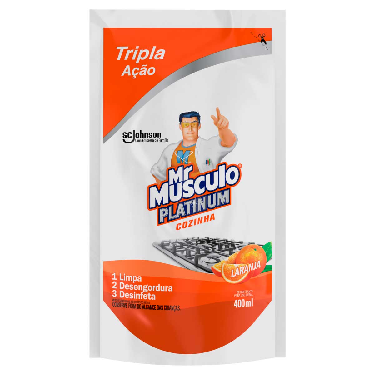 Desinfetante Cozinha Laranja Mr Músculo Platinum Sachê 400ml